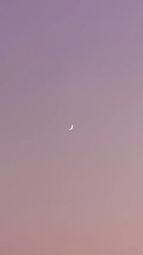 a crescent moon is seen in the horizon of a pink sky