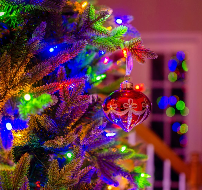 christmas ornaments are shown on the bottom of a tree