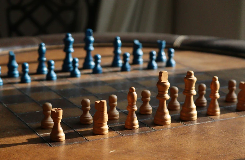 a chess game with all the pieces on the board