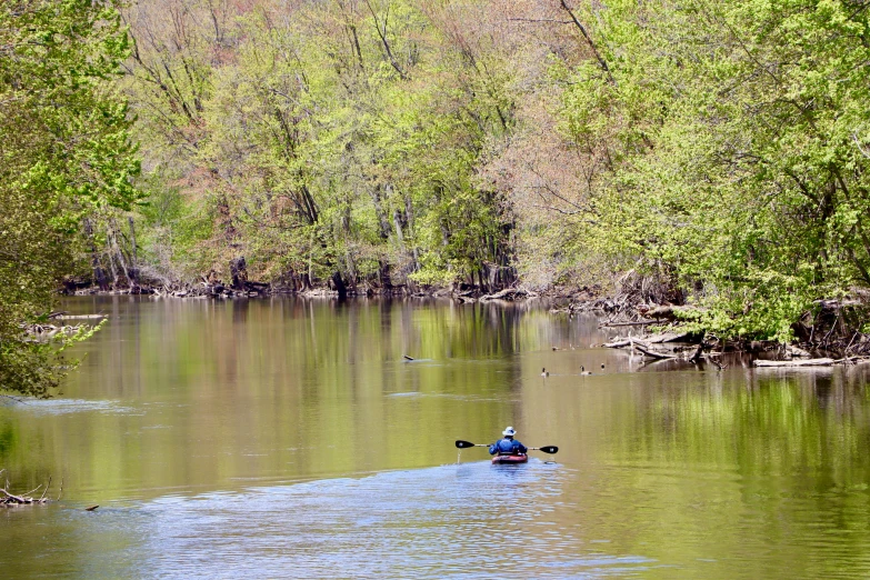 a man in a small boat in a river