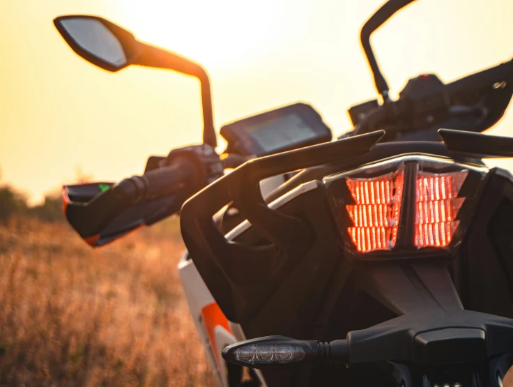 a close up of a bike in the sunlight