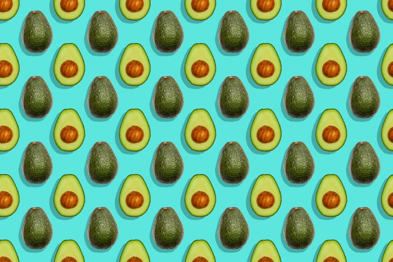 an avocado on blue background, a computer generated pattern