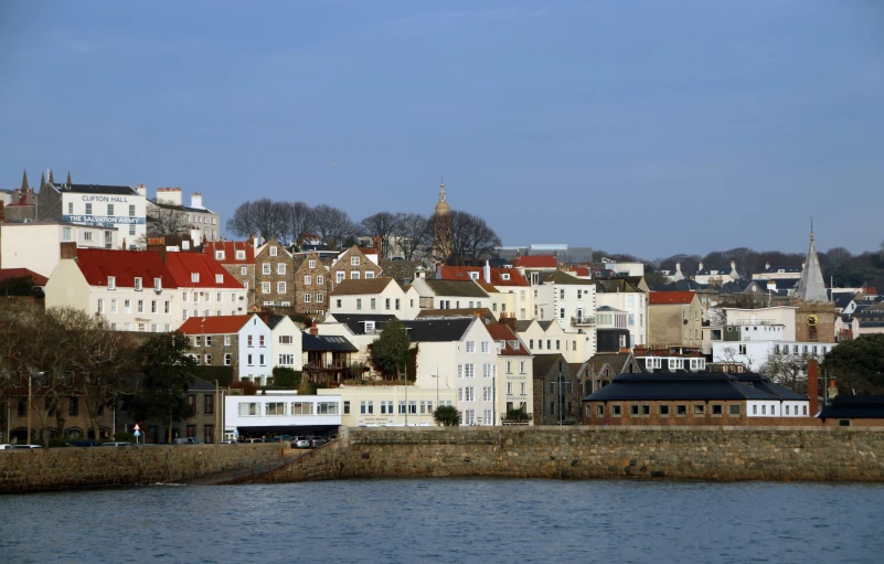 a body of water with buildings in the background