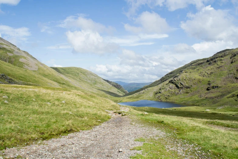 a scenic view of a lake in the mountains