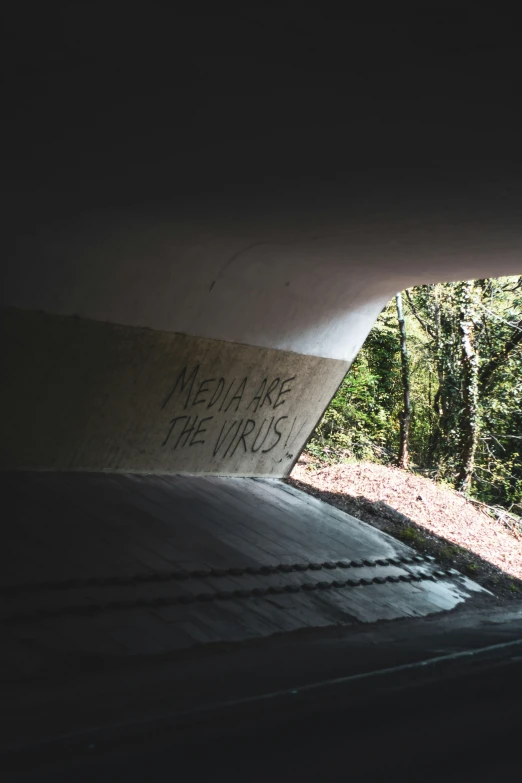 the word'mean are for the boys'graffiti on a tunnel