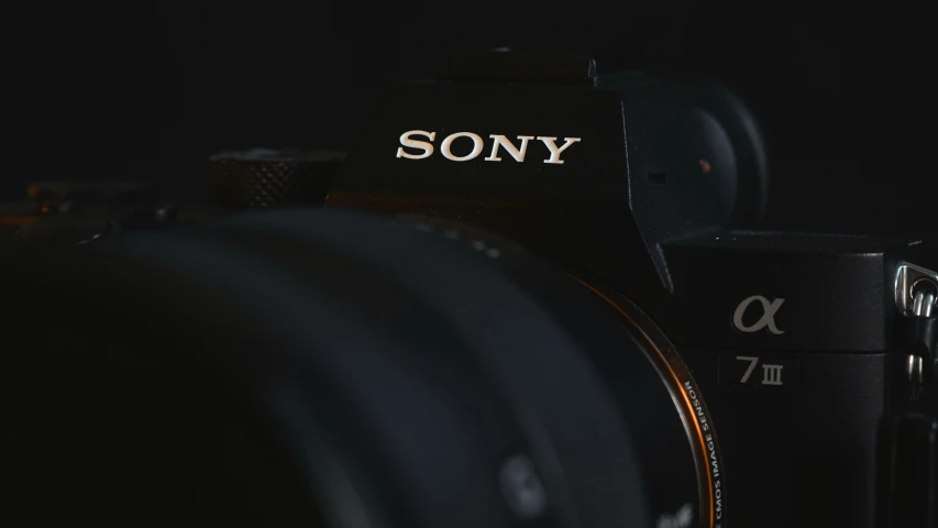 the front side of a sony camera and its lens cap are dark