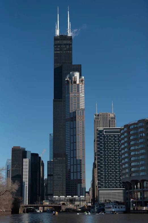 a group of tall buildings in a city