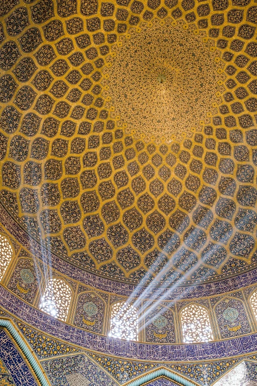 dome covered by lights, at the grand mosque in uzbekistan