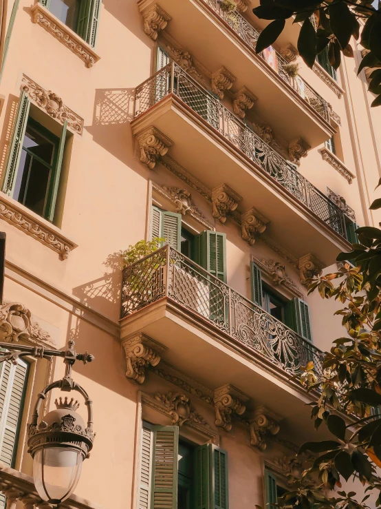 an exterior view of a large building with balconies and balconying