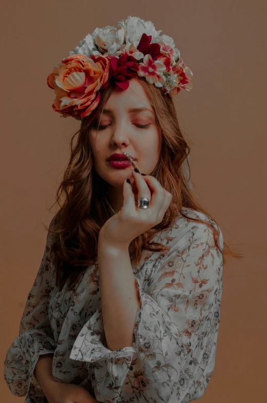 a girl with a flower in her hair