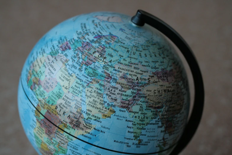 there is a small terrestrial globe with different names