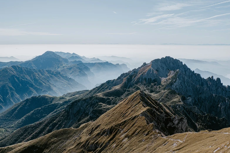 a mountain range on a hazy day