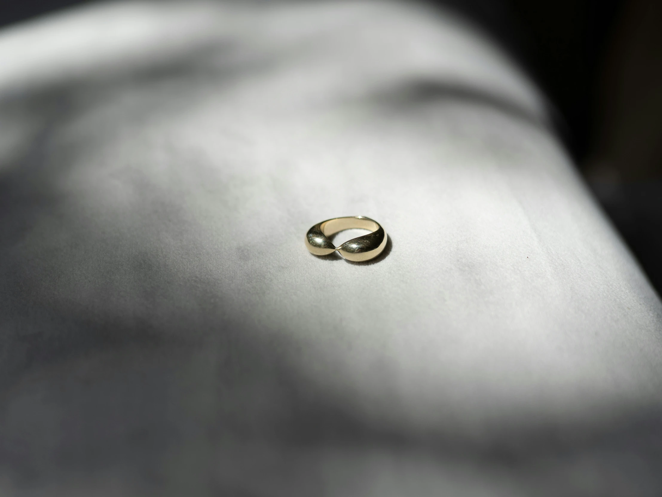 an 18k gold ring is worn on the inside of a silver suit