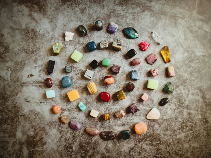 an image of a bunch of stones on a table