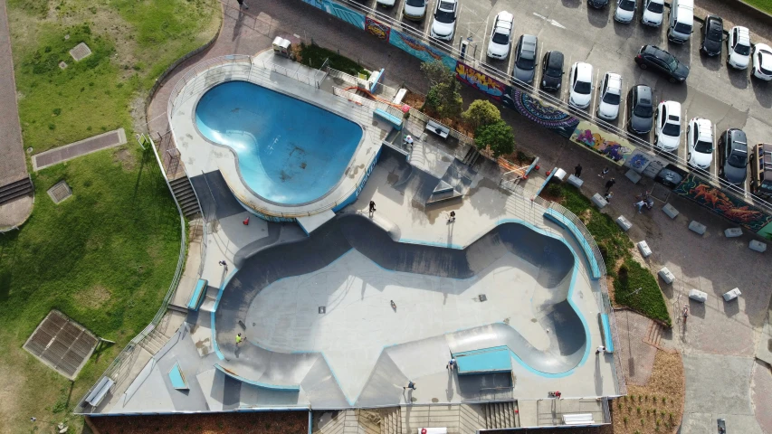 an aerial view of an aerial skate park