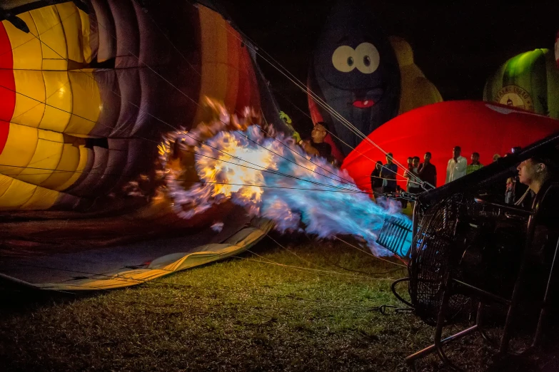 balloons blow up in the air at night