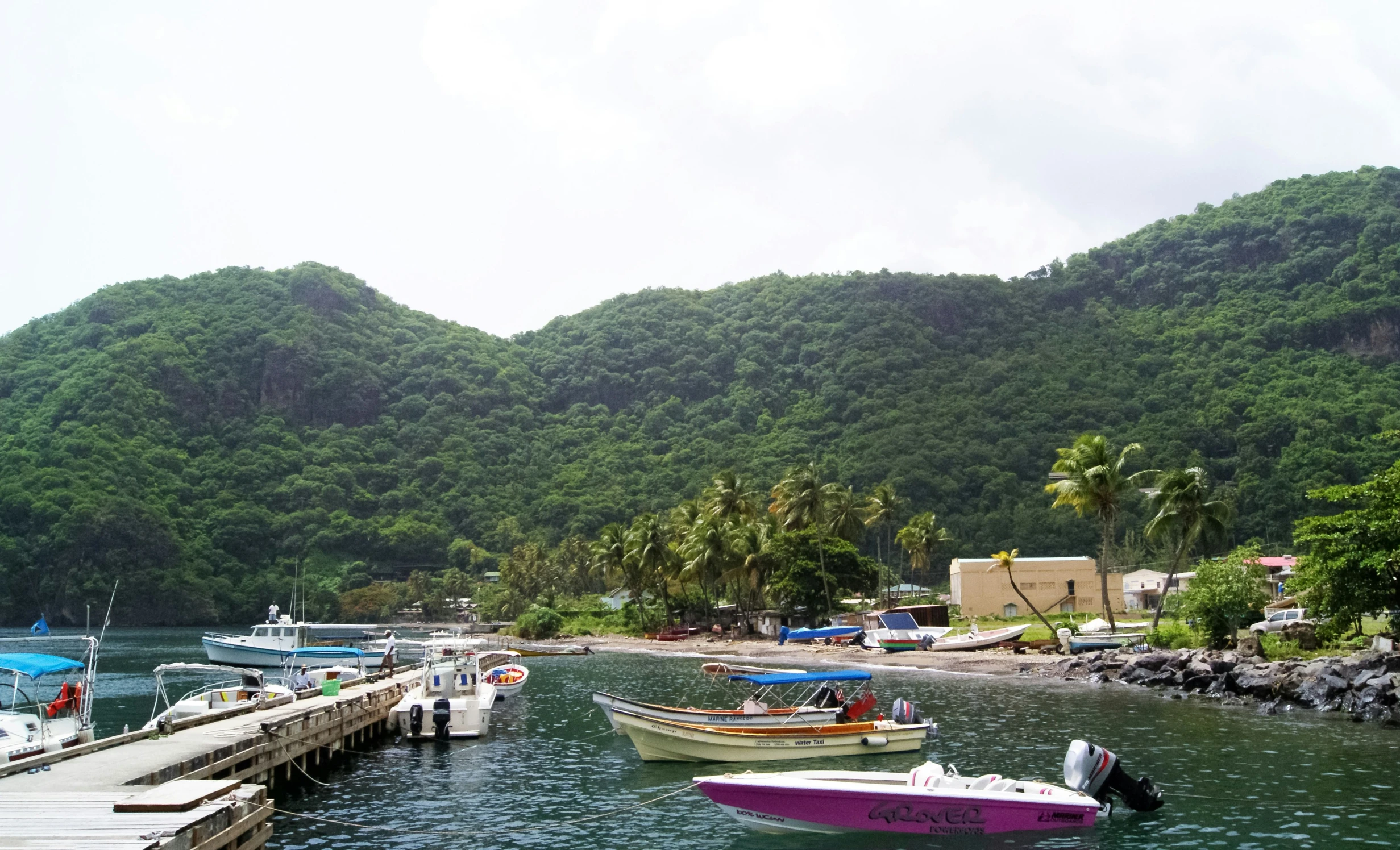 boats parked on the pier as people prepare for their trip