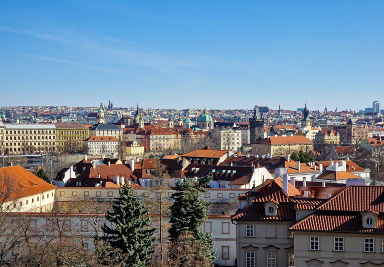 large group of city buildings with a clear sky