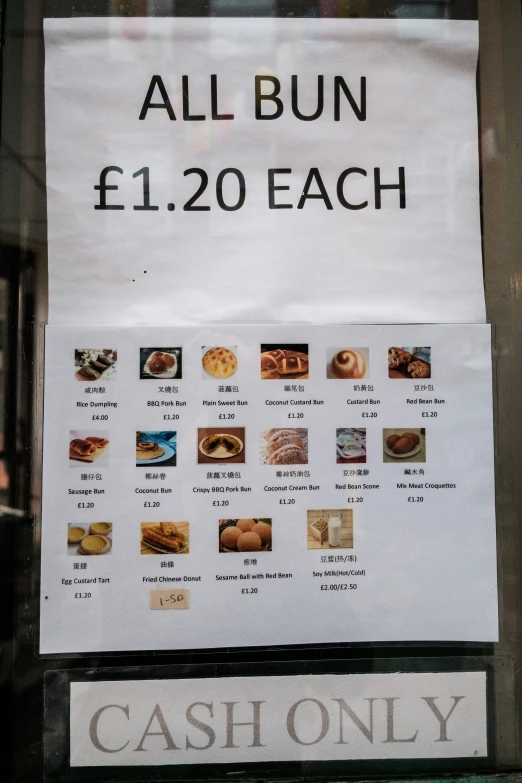 a sign with different images of food is on display