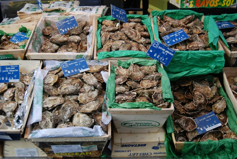 various foods in different containers displayed for sale