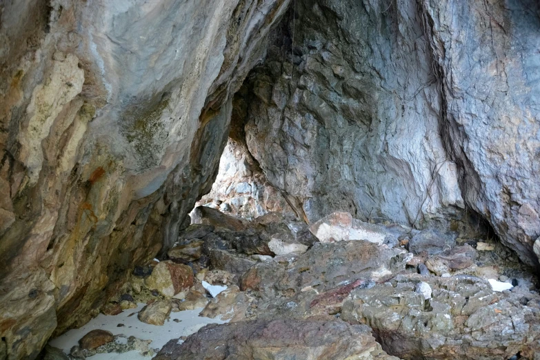 a slot in the side of a rock wall