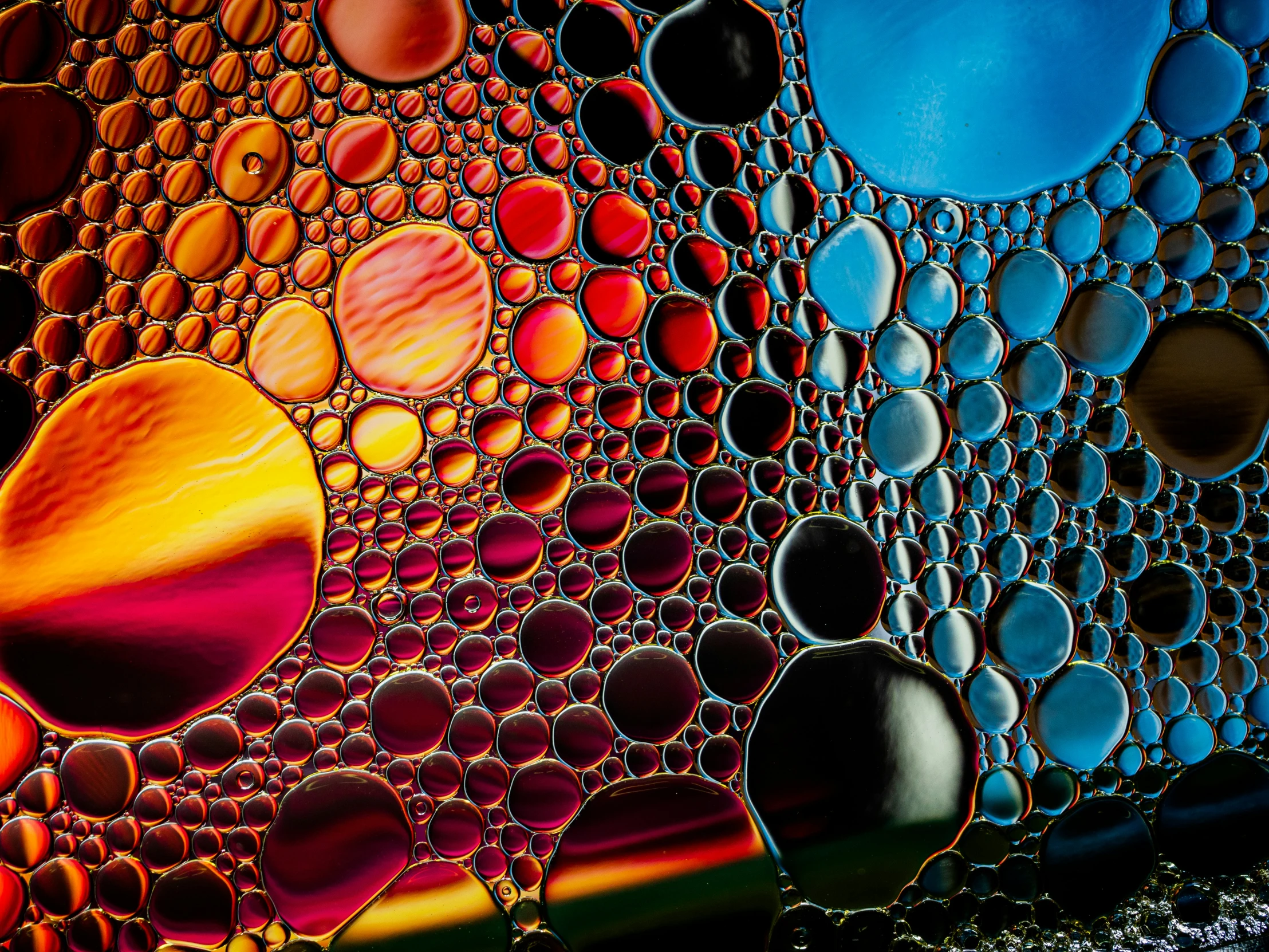 an abstract painting made with bubbles in various colors