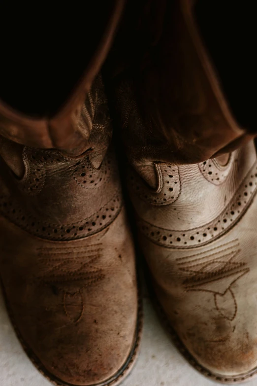 a close up of a pair of shoes with their soles covered by paint