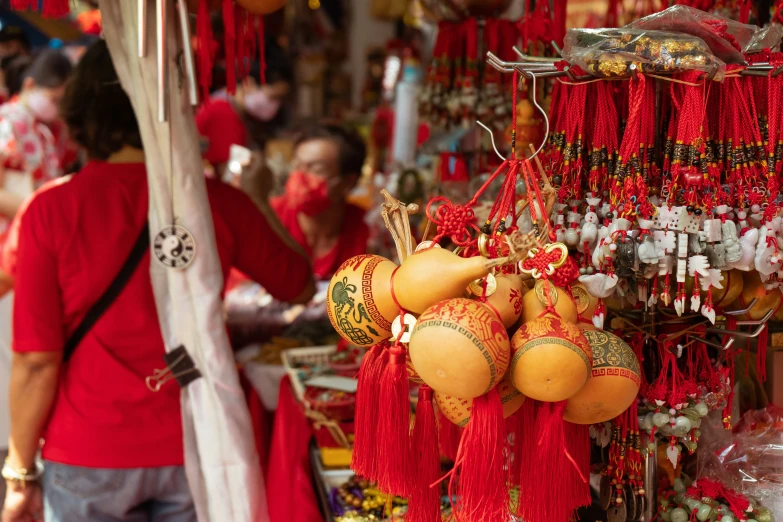 decorations are displayed for sale in this image