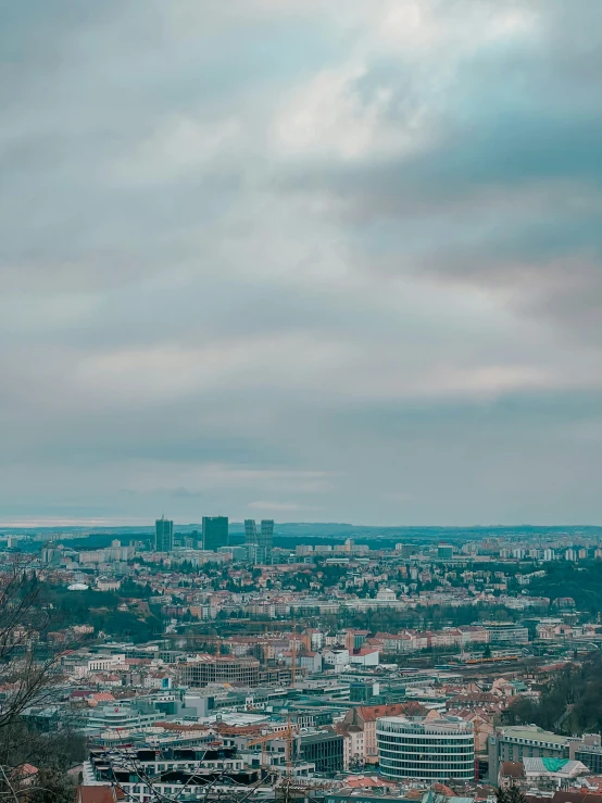 looking down at the skyline from the top of a building