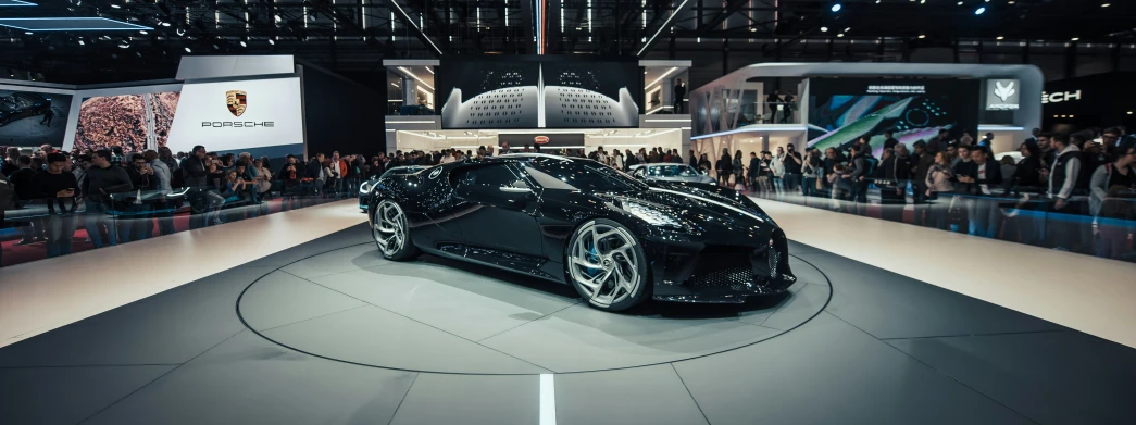 the bugatti is on display at an exhibition