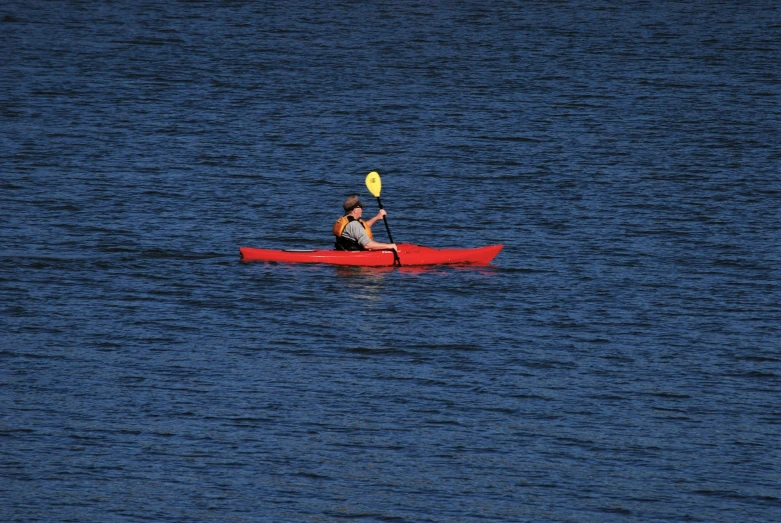 a person on a kayak paddling in the water