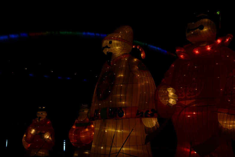 lighted balloons in the shape of large bears