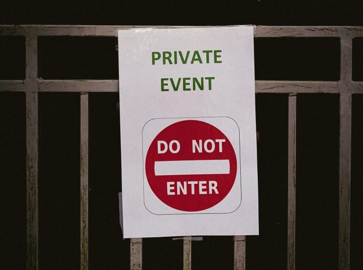 an image of a sign saying private event do not enter