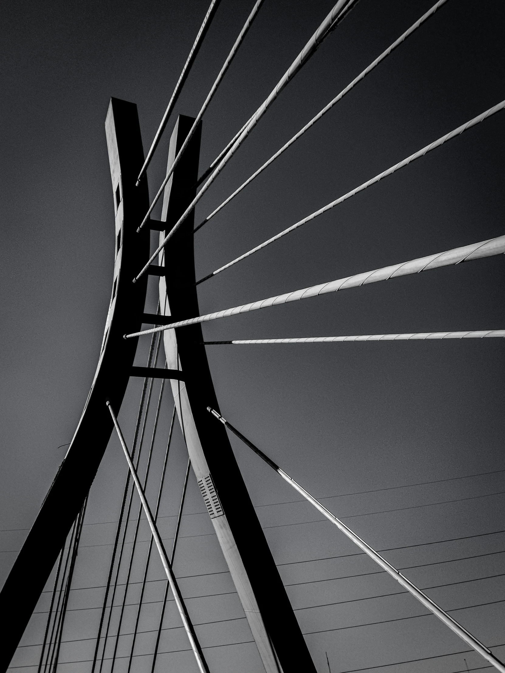 the top of the cable bridge and the sky line