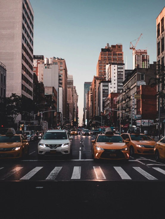 the traffic of various cars on the road