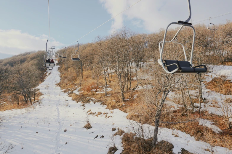 two people on the ski lift looking at their surroundings