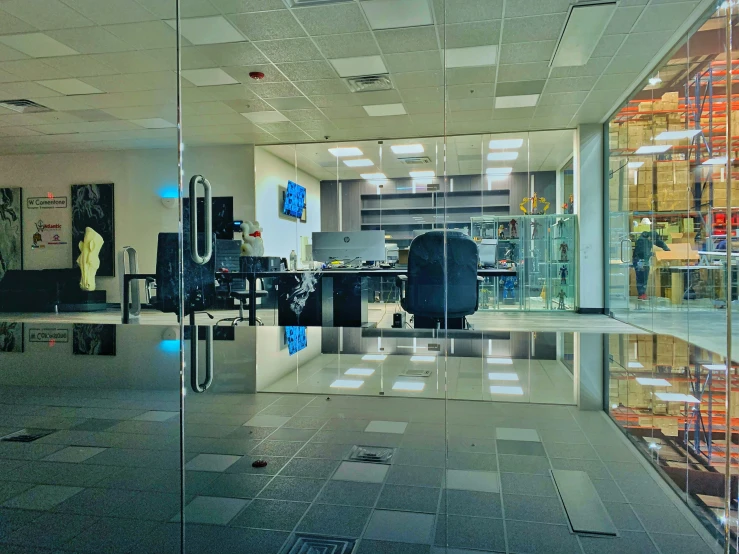 a building with mirrored floors and lots of glass
