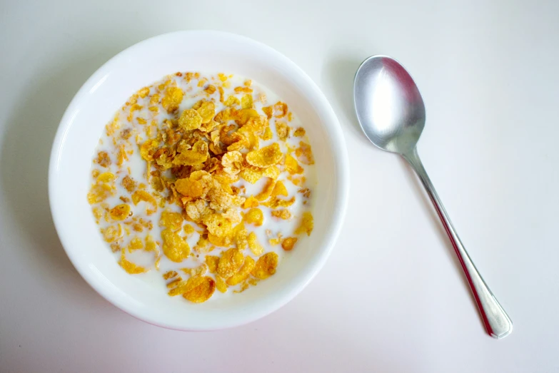 a white bowl that has cereal in it