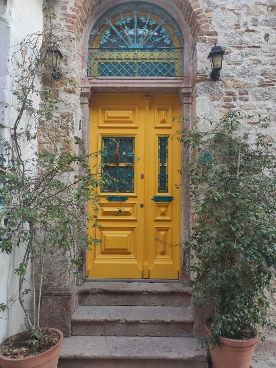 a door that is in the center of the street