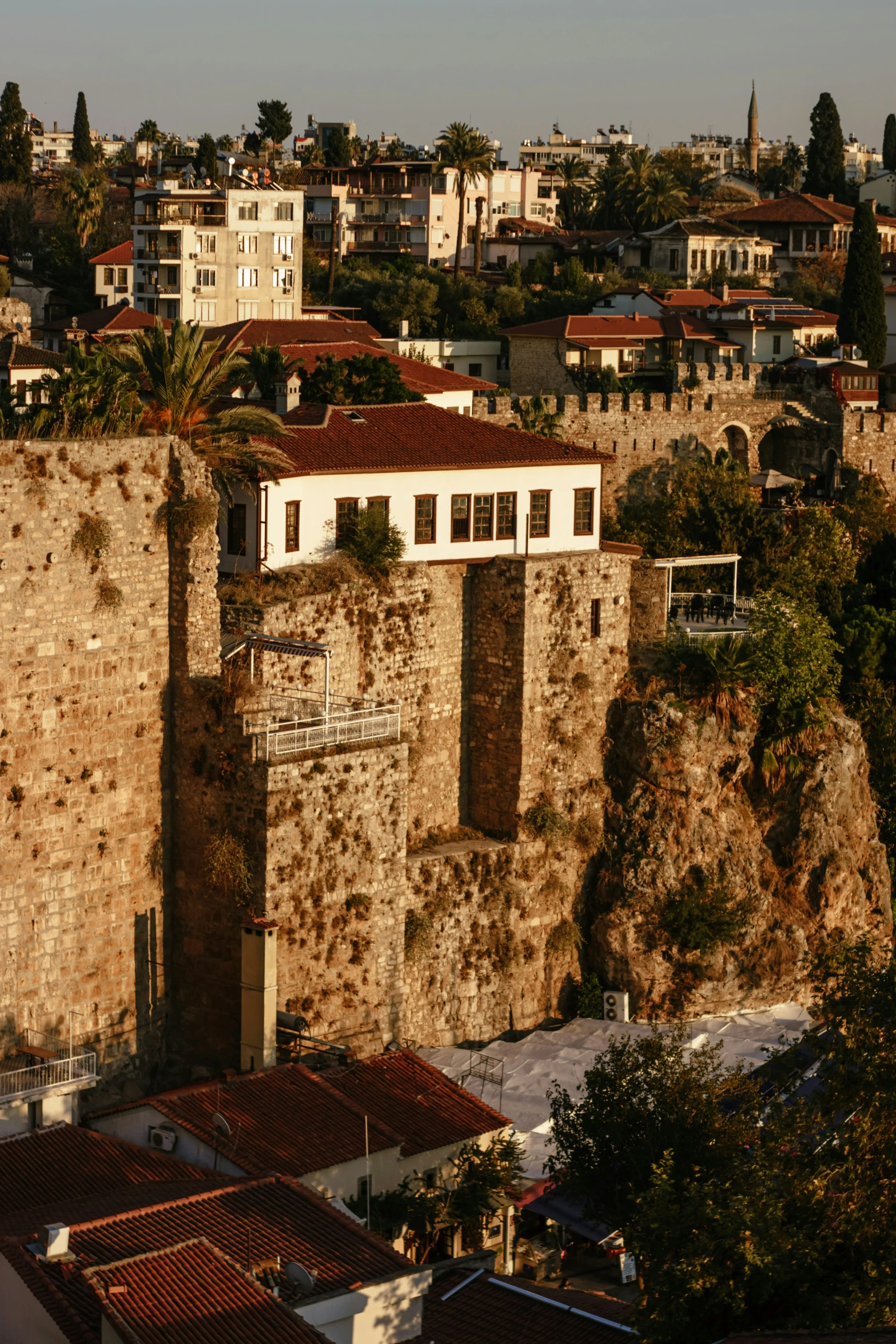 a stone building in the middle of town