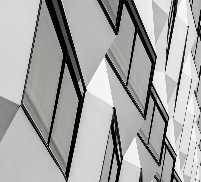 black and white image of the side of a building