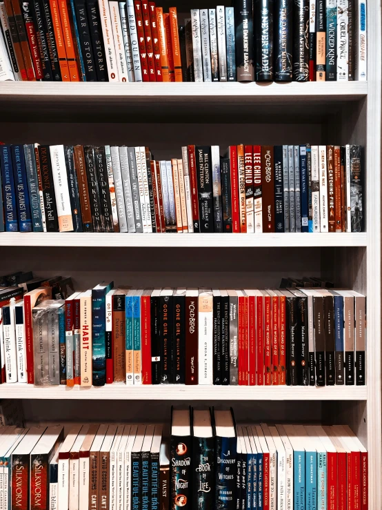 an bookshelf full of books in front of some other books