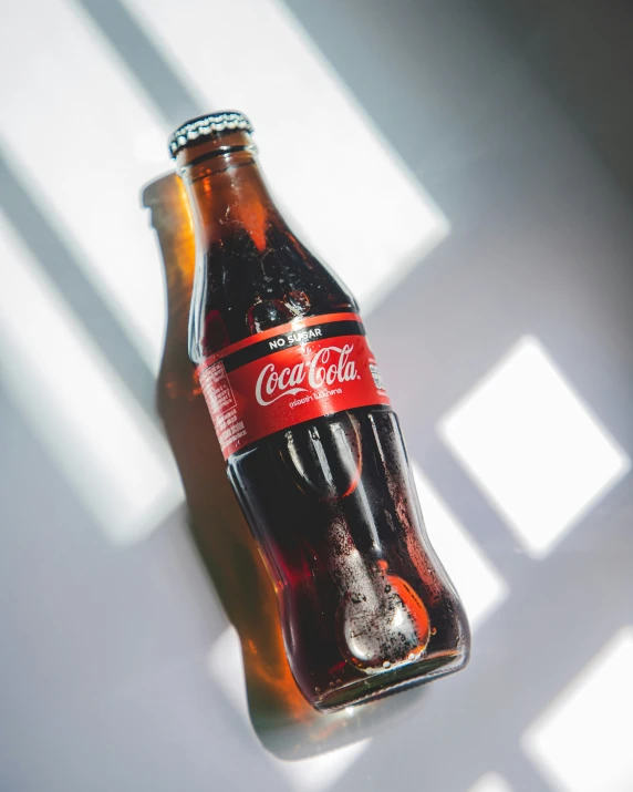a close up po of a bottle of coca - cola