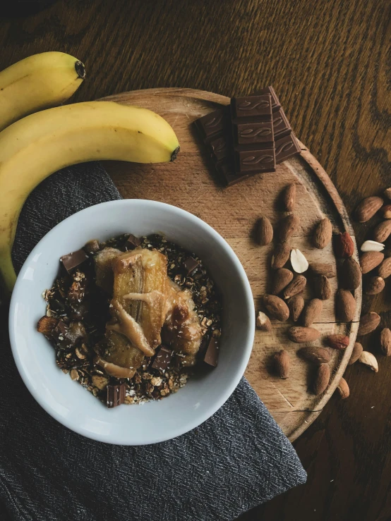 a bowl of food sitting on top of a table