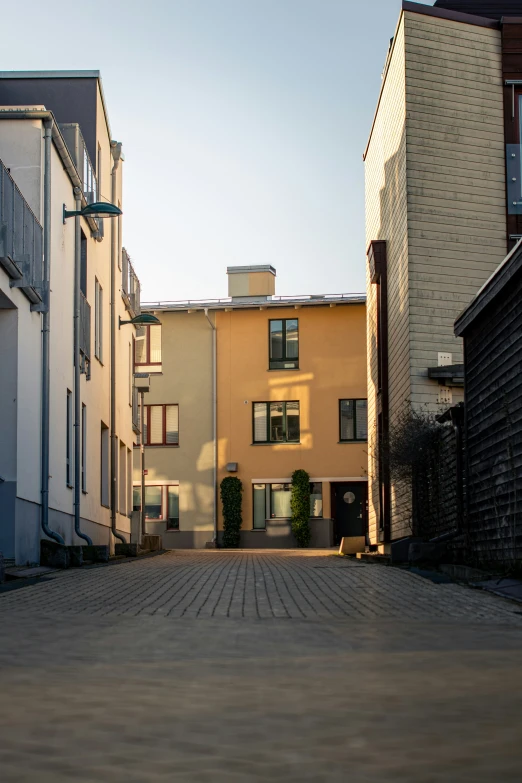 there is a empty street between two buildings