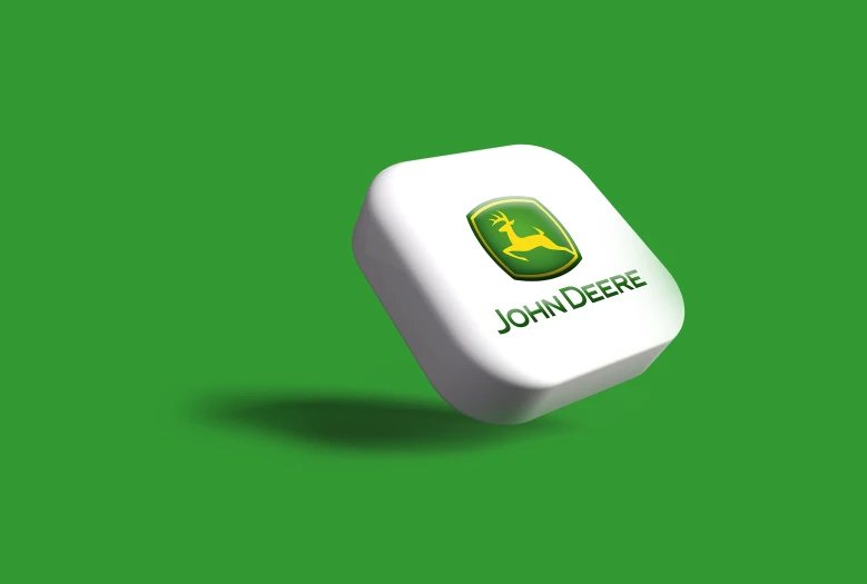 the john deere logo is shown on the side of a dice