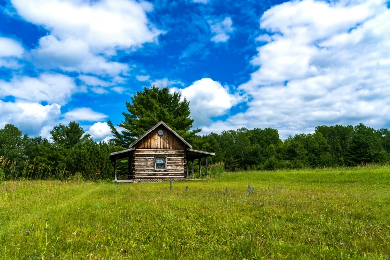 a house with an out door in the middle of nowhere