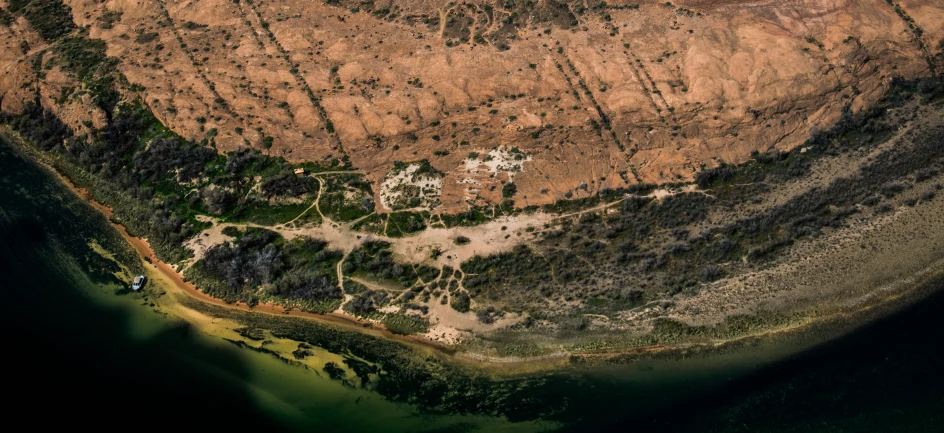 the view of the cliff from an airplane