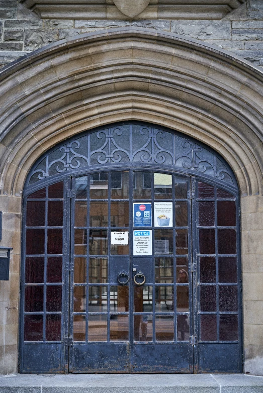 a door with a bunch of glass on top of it