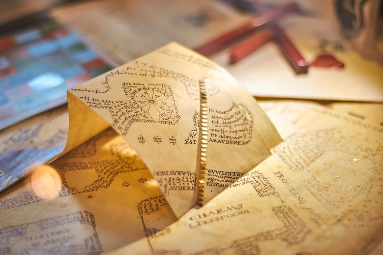 a table topped with lots of papers and other items